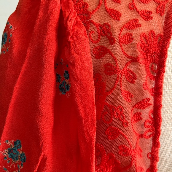 Free People Mockingbird Red Floral Mini Dress - 6 - Picture 10 of 11